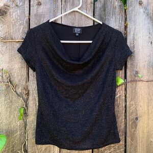 Shimmery black Cowl neck Short sleeve
